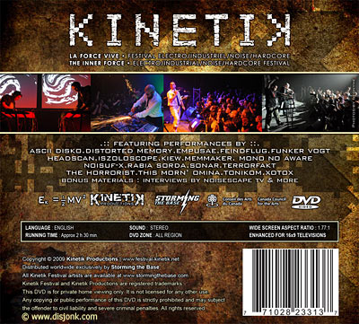 Design of the back of the digipack of the KINETIK vol.1 DVD