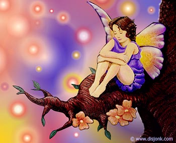 Winged fairy with flowers 